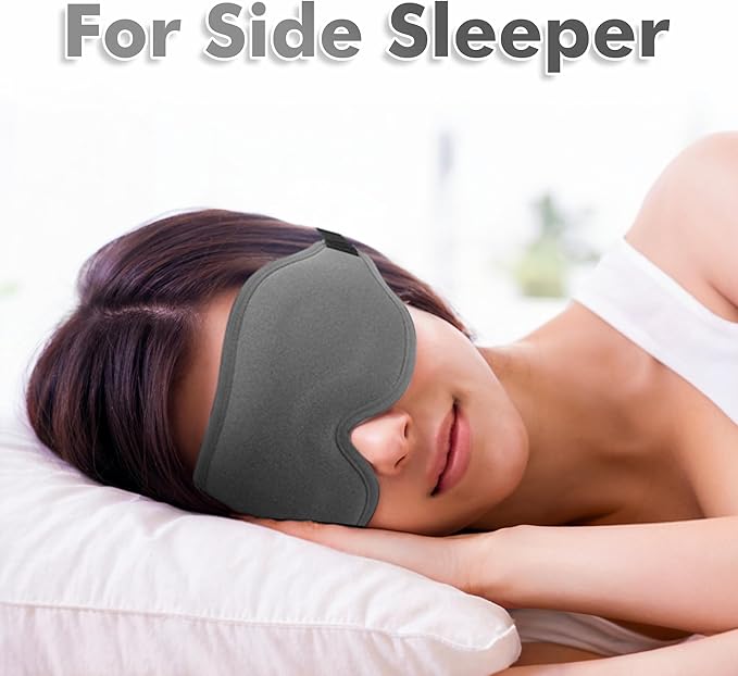 Sleep Eye Mask for Men Women, Lash Extensions 3D Sleeping Mask, Travel Blackout Night Blindfold Eye Shade Cover with Adjustable Strap (Grey-3D)