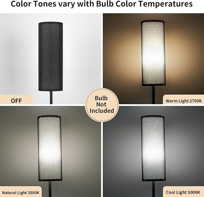 FRIDEKO HOME Black Shade Floor Lamp with, Simple Design with Foot Pedal Switch, Small Tall Lamps for Living Room Bedroom Office, Corner Floor Stand Light with Black Pole Lamp (No Bulb/No Remote)