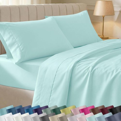 California Design Den Twin XL Bed Sheets Set - 100% Soft Cotton, 400 Thread Count, Award-Winning Sateen Finish - Seafoam