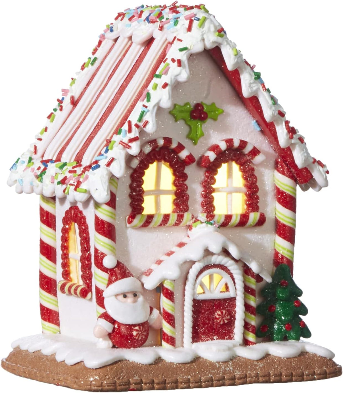 One Holiday Way 7-Inch Light Up White Faux Gingerbread House - Decorative LED Xmas Figurine for Home Decor