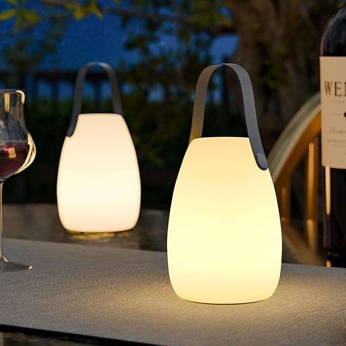 uuffoo Rechargeable Portable Table Lamp, Cordless RGB Lantern with Remote, Decorative LED Night Light, IP44 Waterproof Indoor Outdoor Lamp for Bedroom Patio Garden Wedding Party