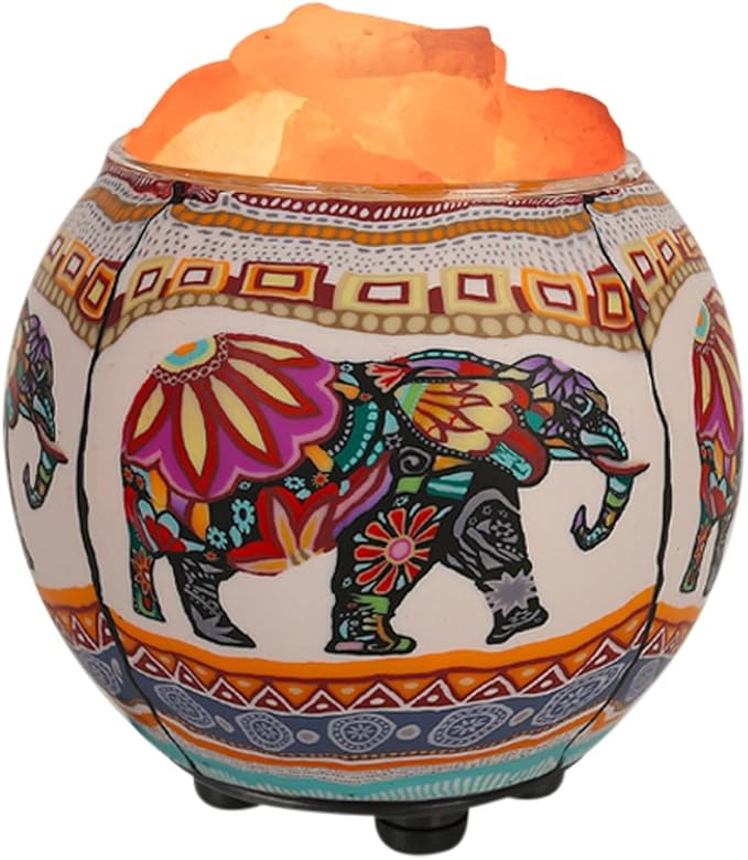 Himalayan CrystalLitez Himalayan Salt Lamp with UL Listed Dimmer Cord, Original Salt Crystals in A Handcrafted Artisan Bowl, Aromatherapy Salt Lamp (Ethnic Elephant)