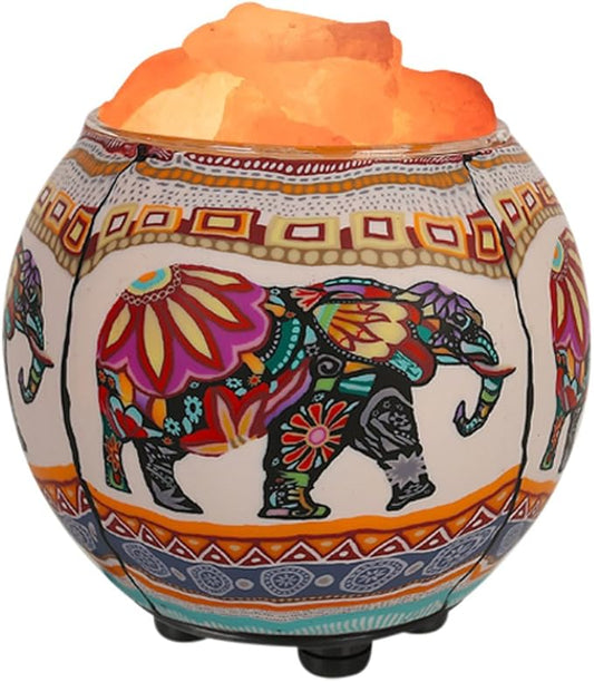 Himalayan CrystalLitez Himalayan Salt Lamp with UL Listed Dimmer Cord, Original Salt Crystals in A Handcrafted Artisan Bowl, Aromatherapy Salt Lamp (Ethnic Elephant)