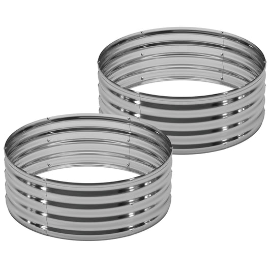 DIIYIV 2Pack 2x2x1ft Galvanized Raised Garden Bed, Planter Raised Garden Beds Outdoor, Round Clearance Raised Garden Beds for Gardening Vegetables