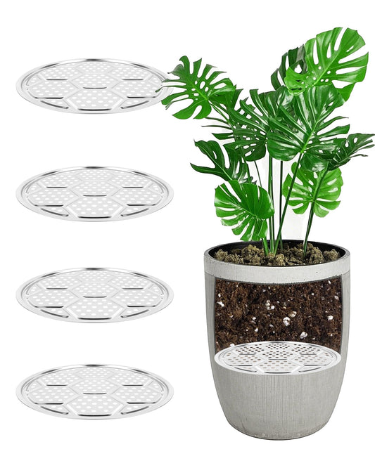 KOROI 4 Packs Planter Insert for Large Pots,Plant Pot Insert 13" Stainless Steel Durable Flower Pot Filler & Plant Riser with Drainage Holes to Elevate Plants to Reduce Soil Usage(13 inches*4 Packs)