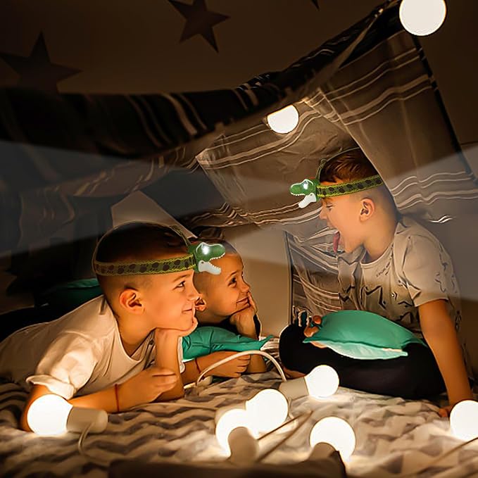 TIGTECGAME Dinosaur Headlamp for Kids Flashlight T-Rex LED Headlamps Dinosaur Toys Camping Gear, Gift for Toddlers Boys Girls Adults