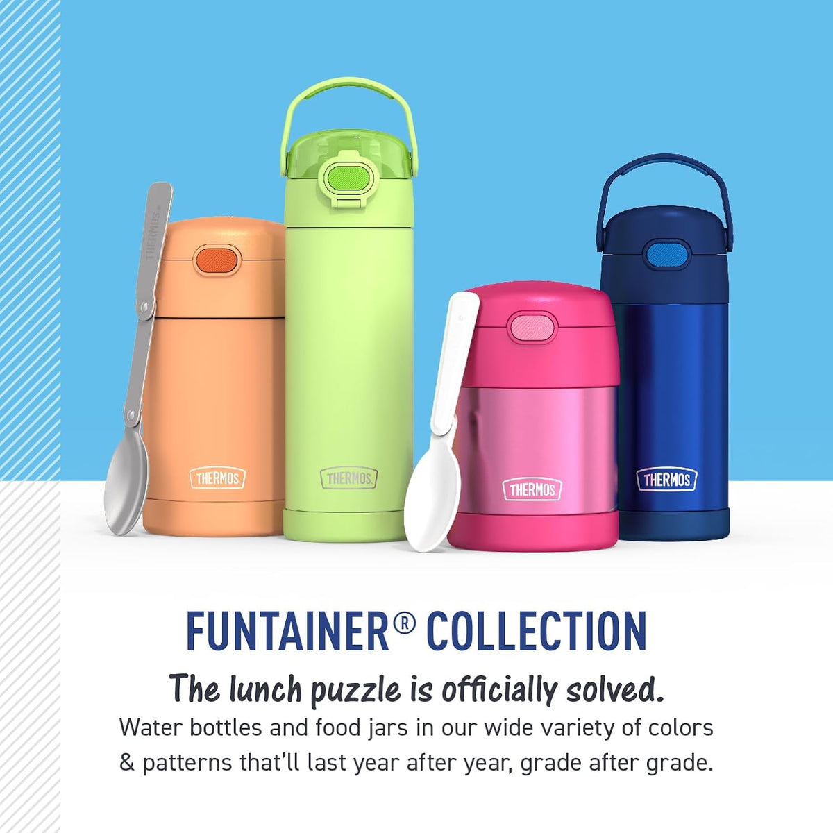 THERMOS FUNTAINER 12 Ounce Stainless Steel Kids Straw Bottle - Vacuum Insulated Design
