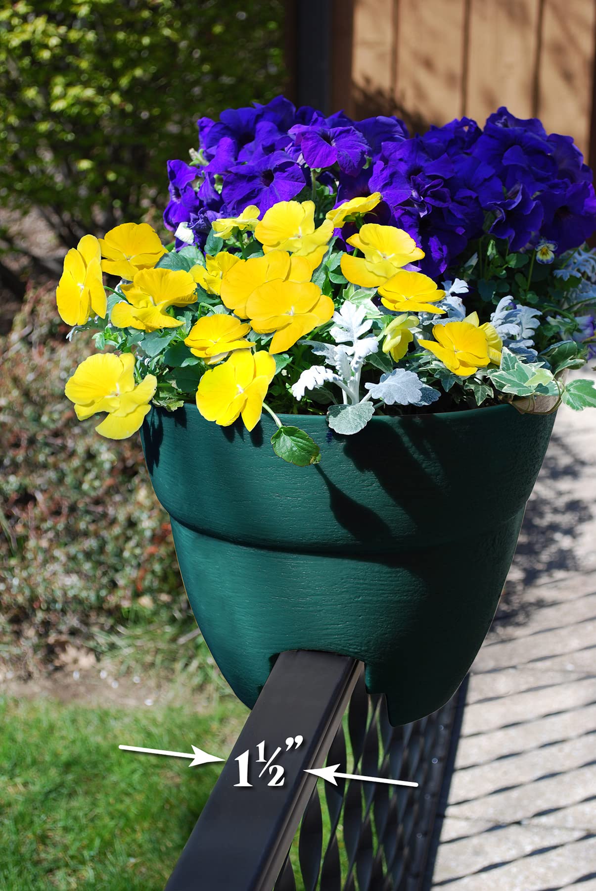 Emsco Group 2443-1 Bloomers Railing Planter with Drainage Holes, Hunter Green