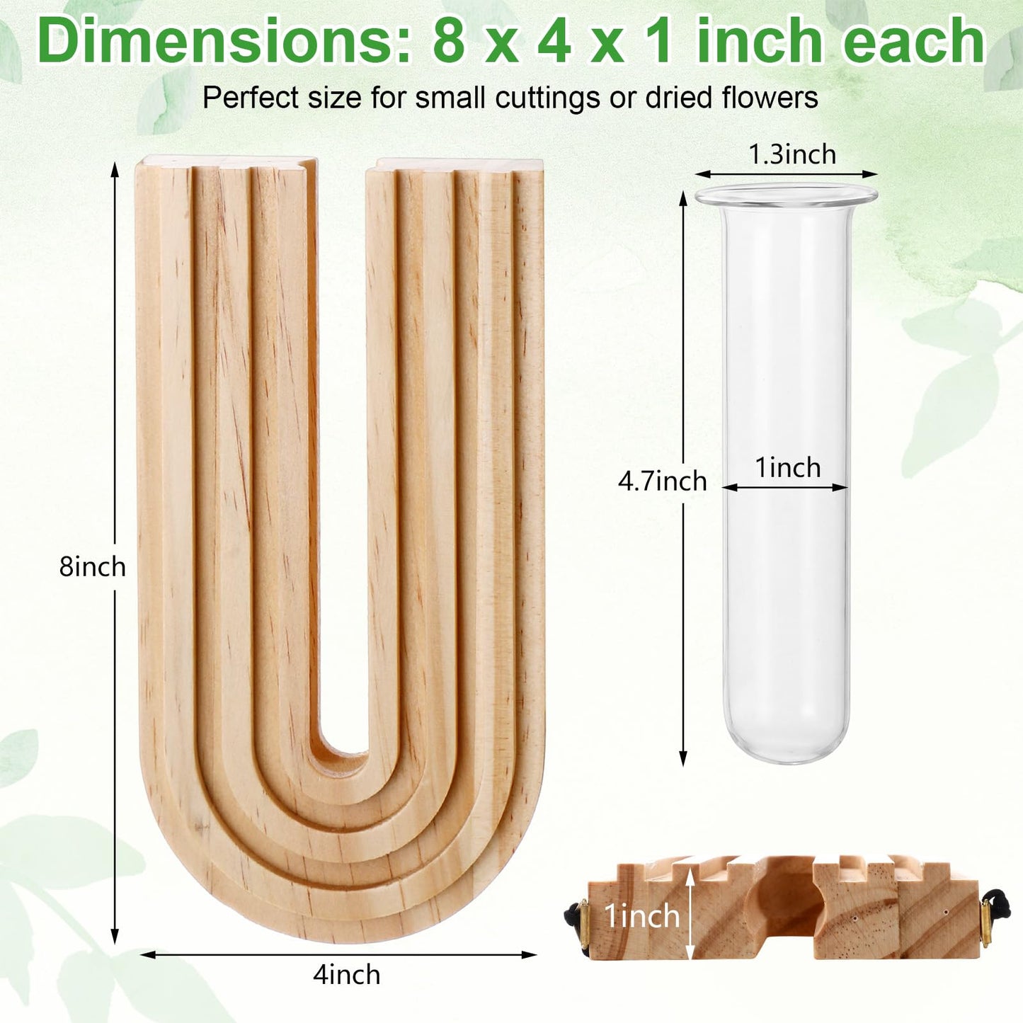 BrightRow Set of 4 Wooden Wall Planter Vase Hanging Propagation Stations Glass Plant and Flower Vases Wall Plant Holder for Indoor Plants Art Boho Home Room Entryway Hallway Decoration