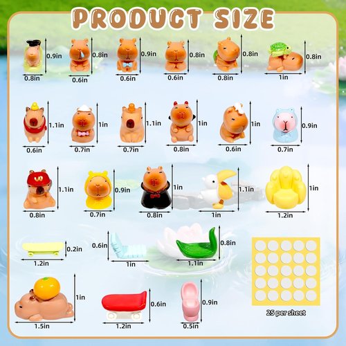 Exasinine Miniature Capybara Figurines - 26pcs Resin Set for DIY Fairy Garden Decor | Home & Party Decorations
