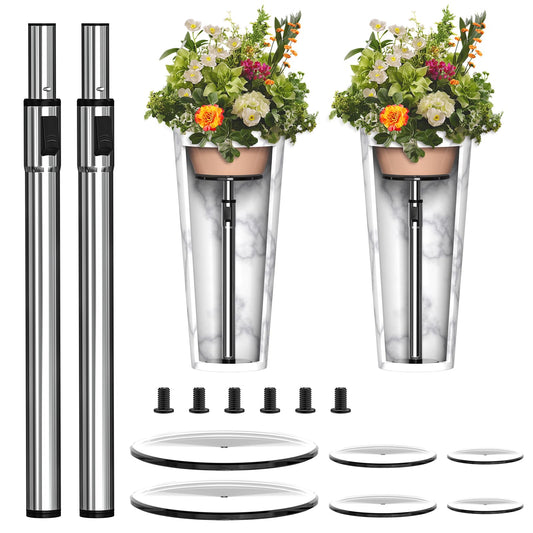 Hazztoll 2 Set Adjustable Plant Risers,11-17" Rise Plant Risers for Pots Outdoor, Metal Lift Insert for Tall Taper Flower Pots (6" 8" 10" Base or Top)