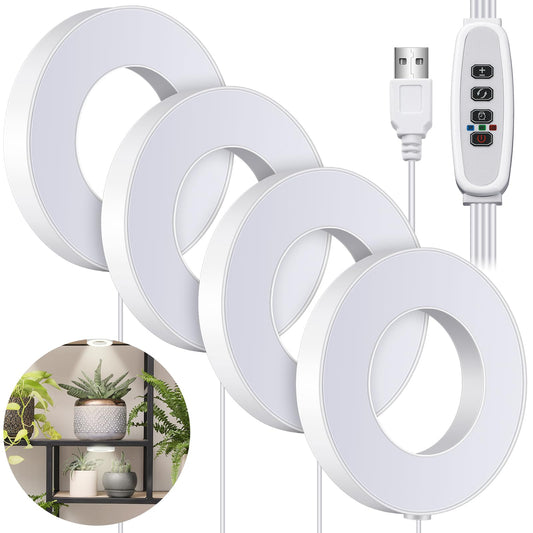Tujoe Quad Head Indoor Plant Lights for Growth Ceiling Grow Lights for Indoor Plants 196 LED Full Spectrum LED Grow Lamp 5v Safe Voltage Lamp with 4/8/12h Auto Switch 4 Dimmable Brightness Levels