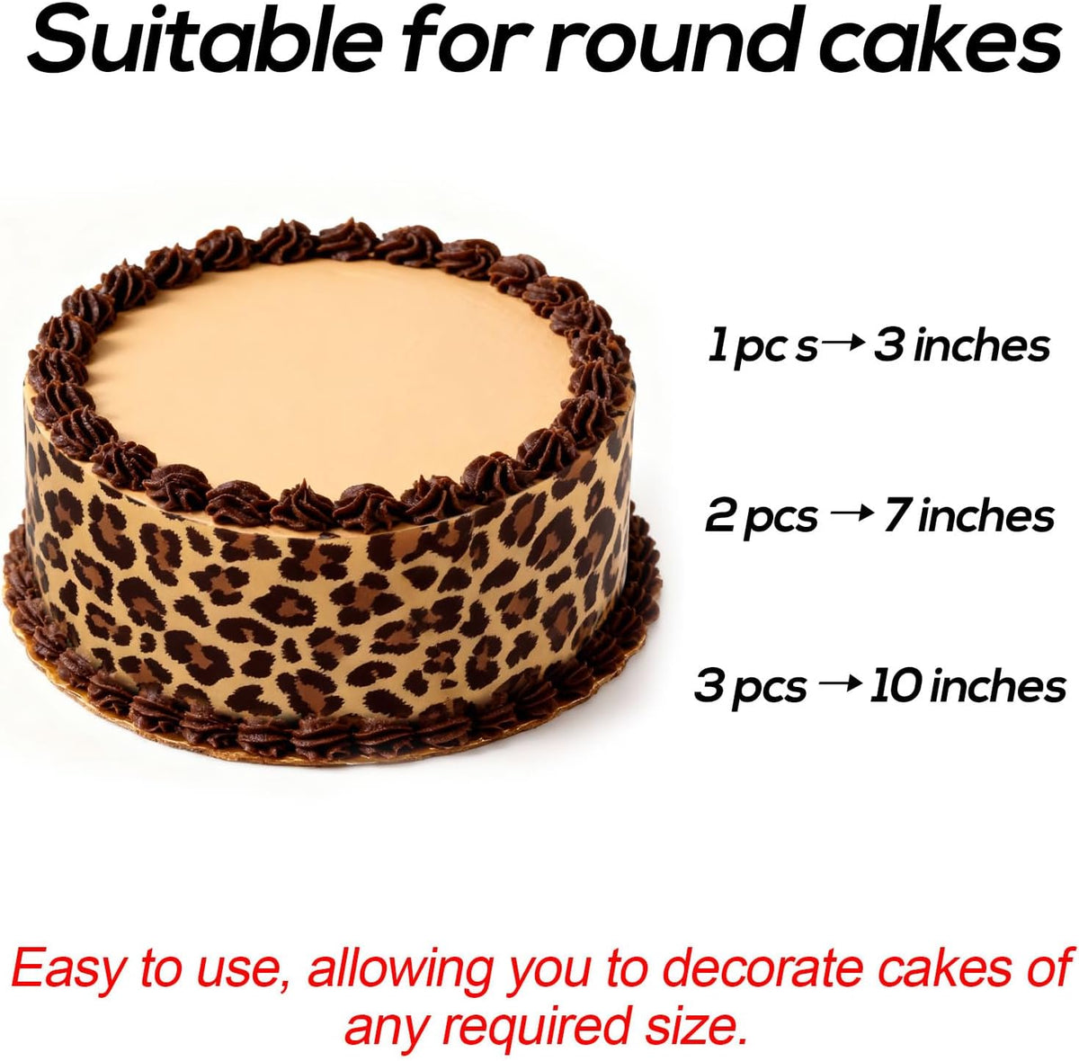 Skiennix Edible Paper Sheets - Cheetah Print Cake Wraps for Women's Birthday Parties | 2.4x11 Inches (3 Pcs)