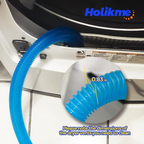 Holikme Dryer Vent Cleaner Kit - Lint Remover Vacuum Attachment Brush & Hose | Blue