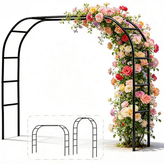 Metal Pergola Arbor 7'6"Wide x 6'5'High/4'6"Wide x 7'10"High,Assemble Freely 2 Sizes,Wide Wedding Garden Arbor Bridal Party Decoration Arbor