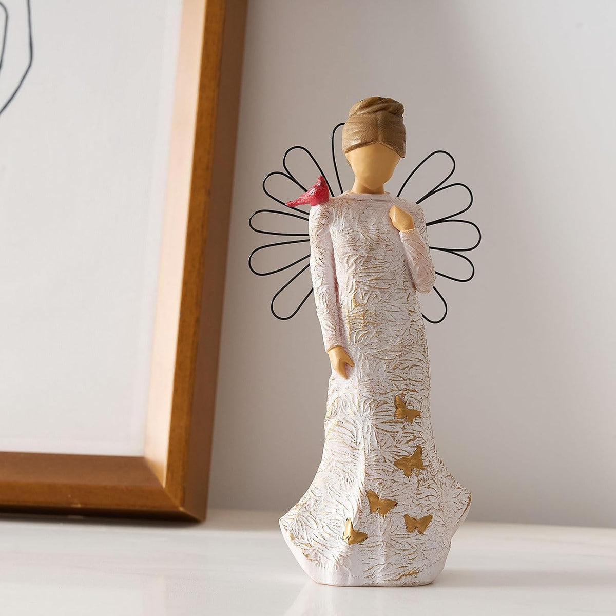 NAN ZAI NAN FANG Sympathy Angel Figurines - Hand-Painted Resin Statues for Loss & Bereavement Gifts
