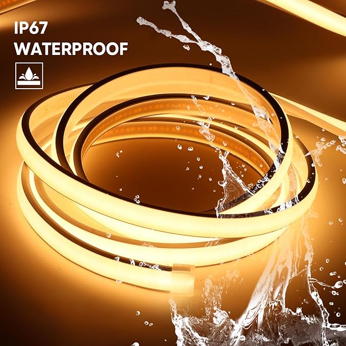 110V COB LED Strip Outdoor LED Strip Lights Waterproof IP67 3000K Warm White, 2 Meters Flexible Strip Lighting for Mirror Living Room Bedroom and Study (Warm White, 6.56ft)