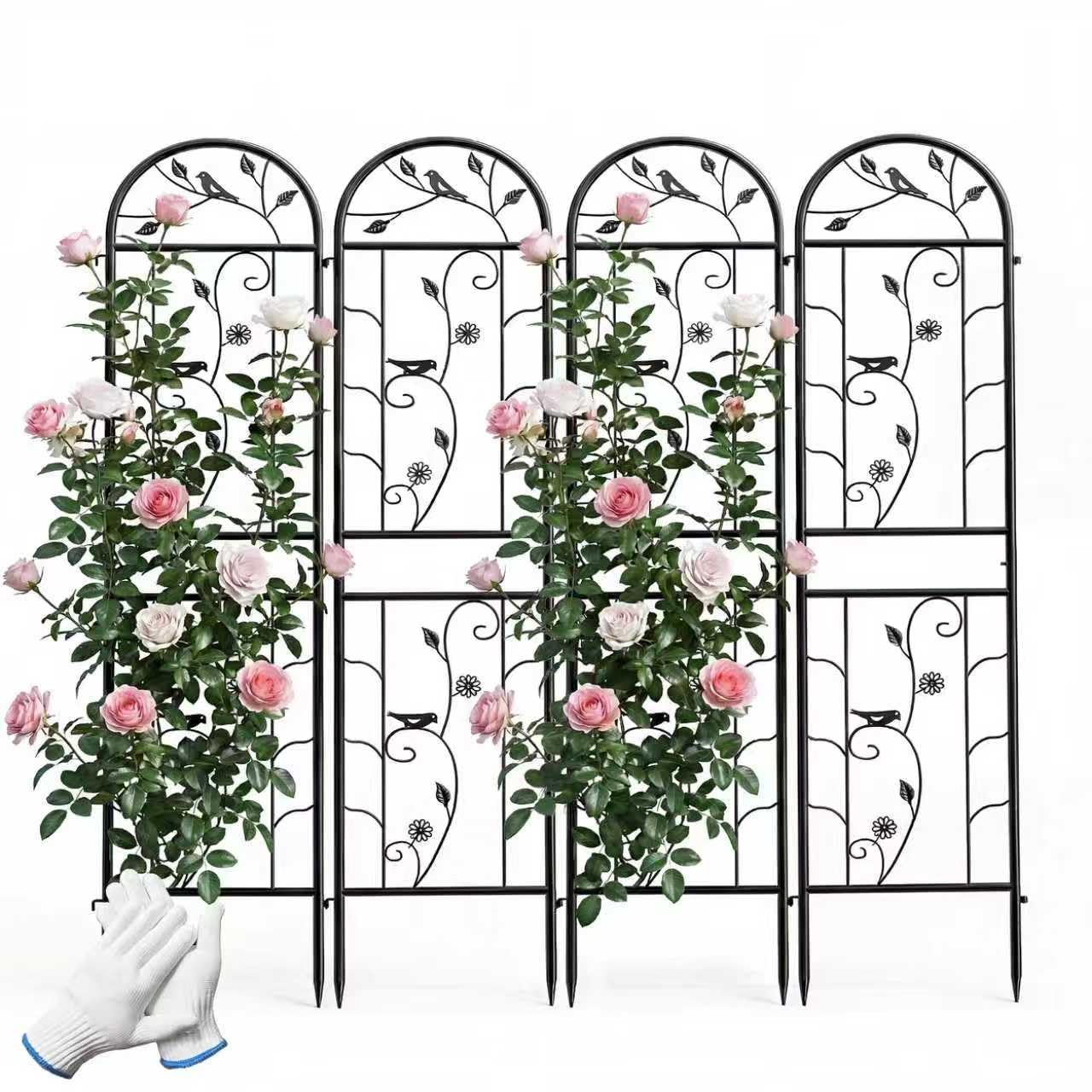 IYINIYI 4 Pack 87x20 Inch Black Metal Garden Trellis, Heavy Duty Outdoor Tall Plant Trellis for Climbing Rose Bush, Clematis, Jasmine, Morning Glory, Flowers & Vines