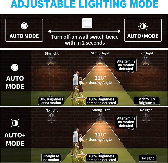 LONEDRUID 2 Pack Motion Sensor Outdoor LED Wall Sconce Dusk to Dawn Exterior Barn Light Fixtures Brown Outside Porch Lantern Farmhouse Wall Mount Garage Lamp for House Patio Front Door