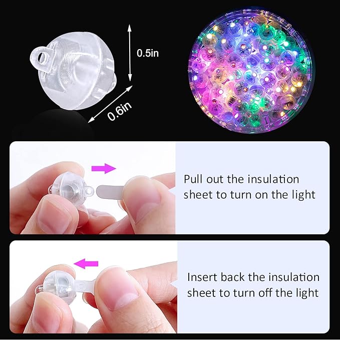 200pcs Balloon Lights with Hooks, Long Standby Time Mini Ball Light, LED Multicolor Flash Ball Lamp for Paper Lantern Balloon Party Wedding, Birthday Festival Christmas Decorative Lights