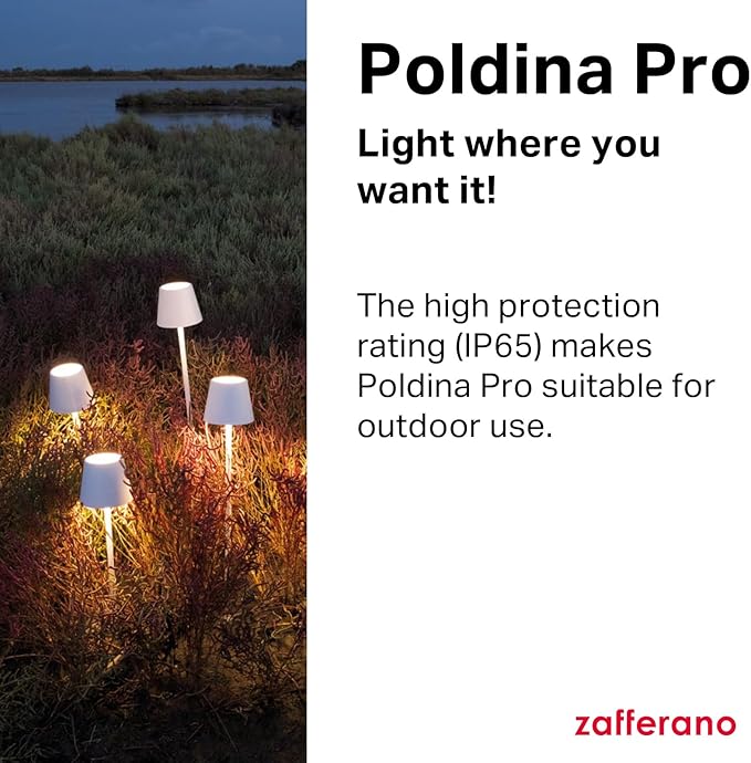 Zafferano, Poldina Pro Lamp, Rechargeable Cordless Table Lamp with Touch Controls, Suitable for Indoor and Outdoor, Dimmer, 2200-3000 K, Height 14.9 Inches, Pink Color