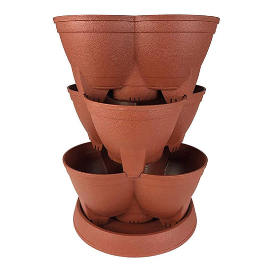 Stack-A-Pot Stackable Planter – 30 Quart Capacity, Brick Red - Vertical Garden for Herbs, Vegetables, Fruits, Flowers, Succulents – Indoor/Outdoor Tiered Planter