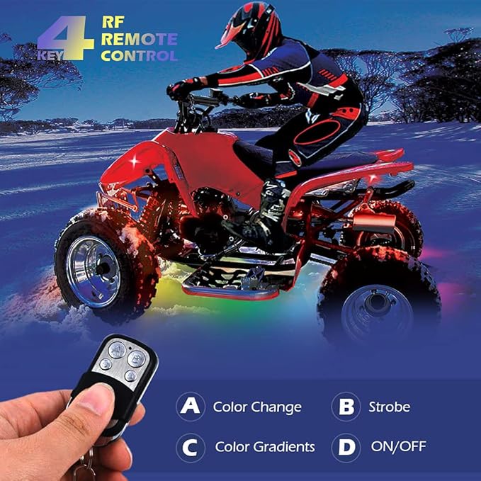 SHINIGHT 10 Pcs Motorcycle LED Light Kits, App Control Multicolor Waterproof Motorcycle LED Strip Lights with RF Remote, Music Sync & Multiple Scene Modes RGB LED Lights for Motorcycles, black