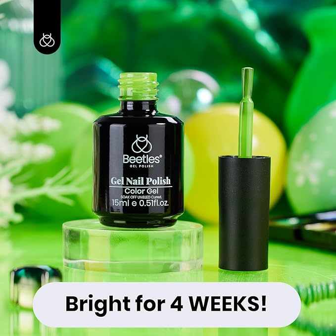 Beetles Forest Green Gel Polish - 15ml Lime Green Gel Polish Solid Neon Color Soak Off LED UV Manicure St Patricks Day Nails Art Design Salon Home DIY for Women & Girls