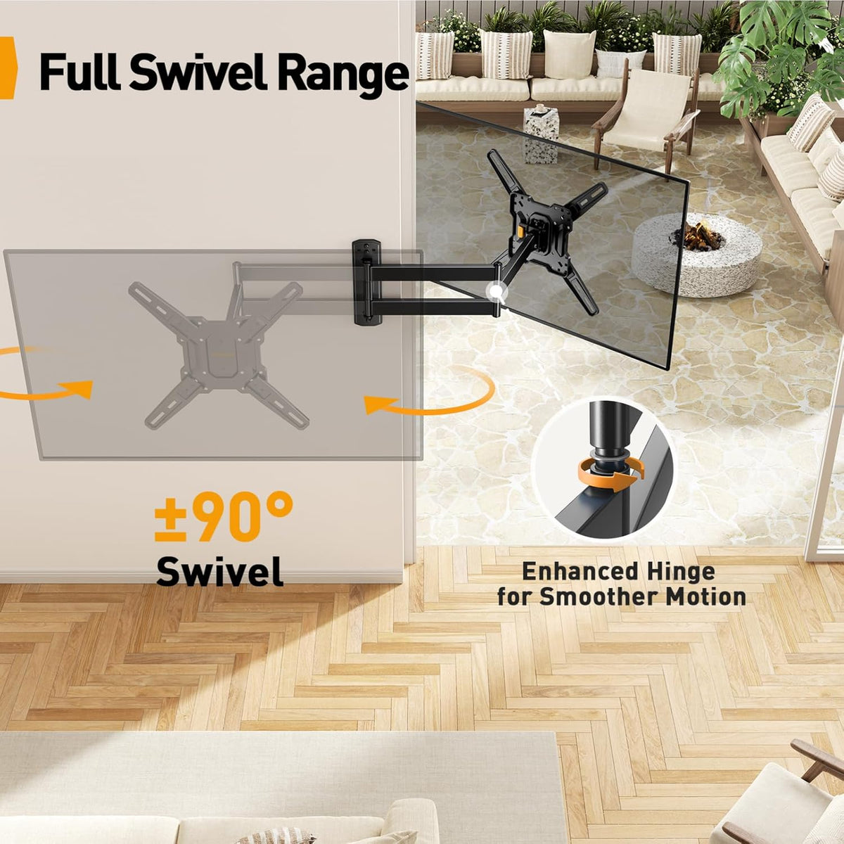 Perlegear Long Arm TV Wall Mount - Full Motion for 26-70 Inch TVs Up to 100 lbs | 31.65” Extension, Swivel & Tilt