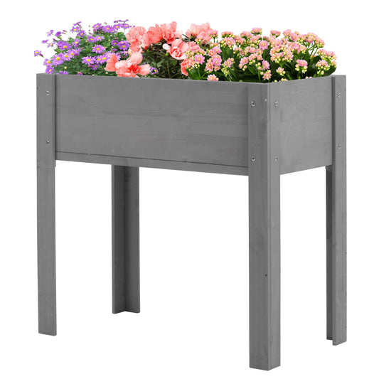Sobetwood Raised Garden Bed with Legs, 31x16x31'', Outdoor Wood Elevated Planter Box, Grey Cedar, Thick Legs, w/Liner