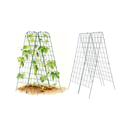 Vego Garden A-Frame Trellis Cucumber Cage for Garden & Pots, Rust-Resistant Tomato Stakes Heavy Gauge Plant Cage Trellis Support for Climbing Vegetables Plants