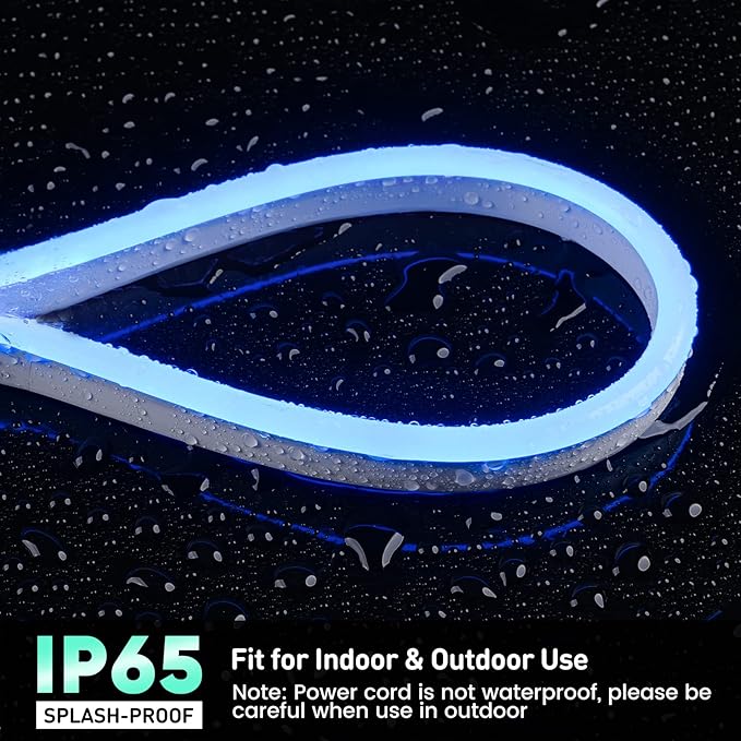 GZBtech Flexible LED Neon Rope Lights 16.4FT,AC 110-120V Waterproof Neon Strip Light, 120LEDs/M Cuttable Connectable Rope Lighting for Indoor Outdoor Home Decor/Commercial Use-Blue 5M, ETL Listed