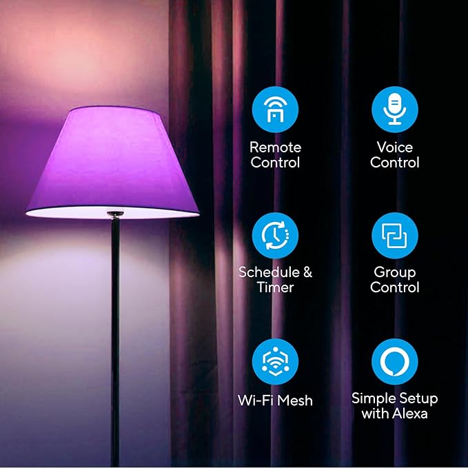 U-tec Smart Light Bulbs, 1100 Lumen, 90+CRI WiFi Mesh & Bluetooth Color Changing A19 Light Bulb, 16 Million DIY Colors RGB Light Bulbs, Compatible with Alexa, Google Assistant Home App, 4 Pack