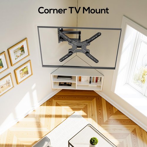 IWORKBOARD 43 50 55 inch Full Motion Corner TV Wall Mount for Most 32-60" TVs, Articulating Swivel Tilting TV Wall Mount Bracket, up to 77 lbs, VESA 400x400mm, Single Stud