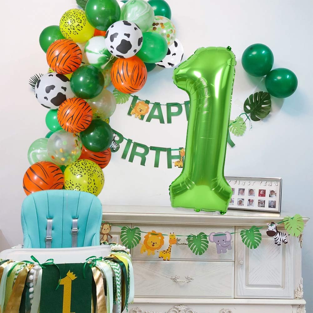 TONIFUL 40-Inch Green Number Balloons 0-9 | Helium Foil Mylar for Graduation & Birthday Celebrations
