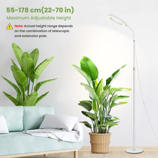 Large Plant Lights for Indoor Growing 24V, 660nm-Enhanced Full Spectrum, LUMILEDS LED Grow Light, 8.1in Grow lamp with Timer & Dimming, Adjustable Height 22-70in, 20W, K20-W
