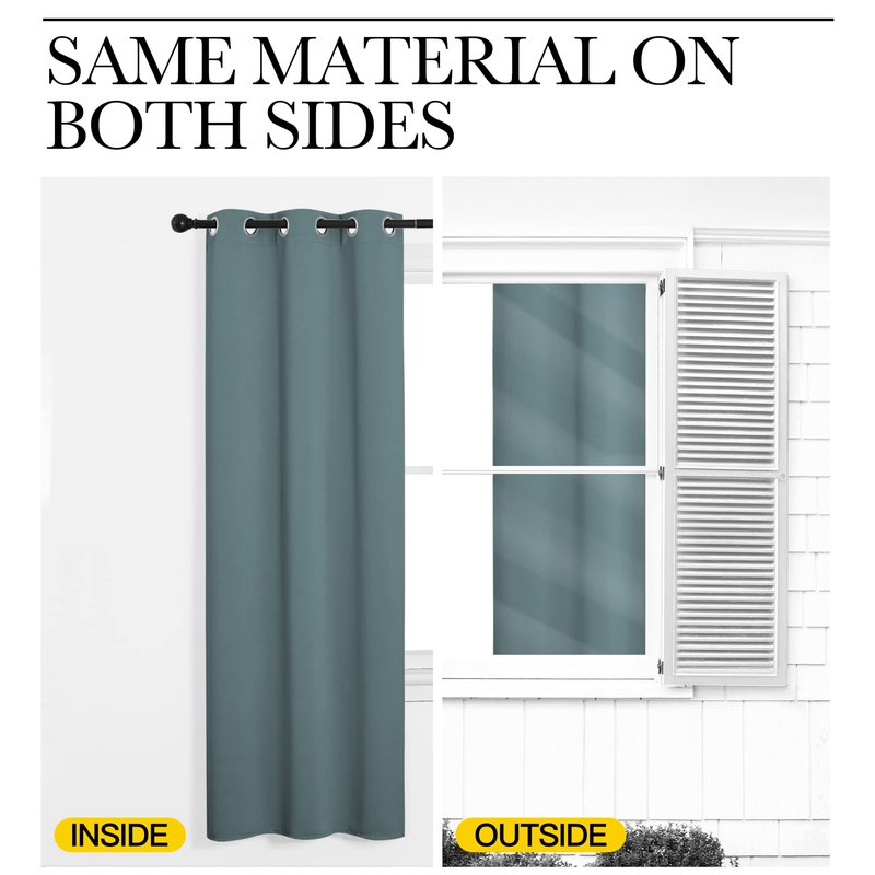 NICETOWN Modern Blackout Curtains Noise Reducing, Greyish Blue, 2 Panels, W29 x L40 -Inch, Thermal Insulated and Privacy Room Darkening Drape Panels for Boy's Guest Room Door Small Short Window