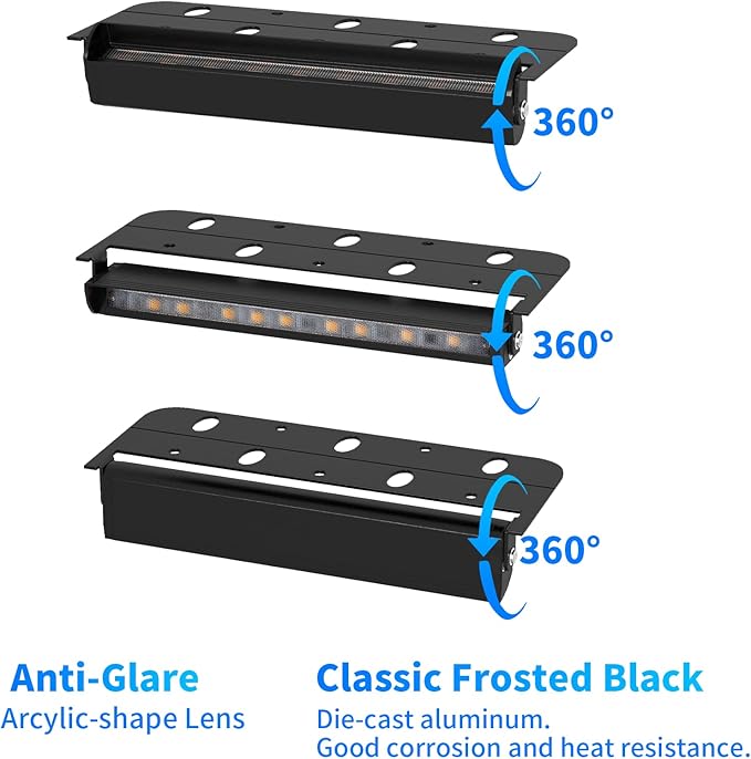 8-Packs 3W 7inch LED Hardscape Paver Lighting,12V AC/DC Low Voltage Retaining Wall Lights,Landscape Lighting,5000K Daylight White Outdoor Step Light,50,000 Hours Lifespan-Black