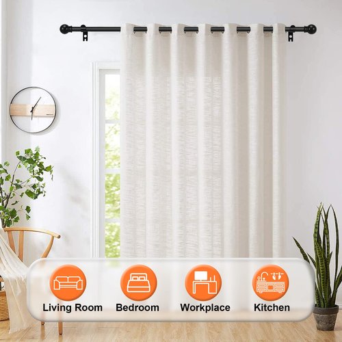 Black Curtain Rods for Windows 36"- 48", Decorative Drapery Rod Adjustable by Splicing, 5/8 inch Small Curtain Rod for Bedroom, Living Room, Kitchen and Outdoors
