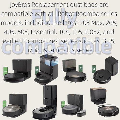 iRobot Replacement Dust Bags - 12-Pack Disposable Vacuum Bags for Roomba Series 104, 105, 106, Plus 405, 505, Essential 2 Q052, Max 705