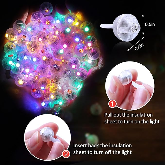 AIKEI 200pcs LED Balloon Lights,Colorful Mini Balls Lights,Long Standby Time Party Lamps,Waterproof for Paper Lantern,Easter Eggs Decor, Halloween Wedding Birthday Party Decoration