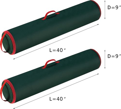 Elf Stor Wrapping Paper Storage Bag - Organize Up to 40” Rolls of Holiday Gift Wrap - Green Set of 2