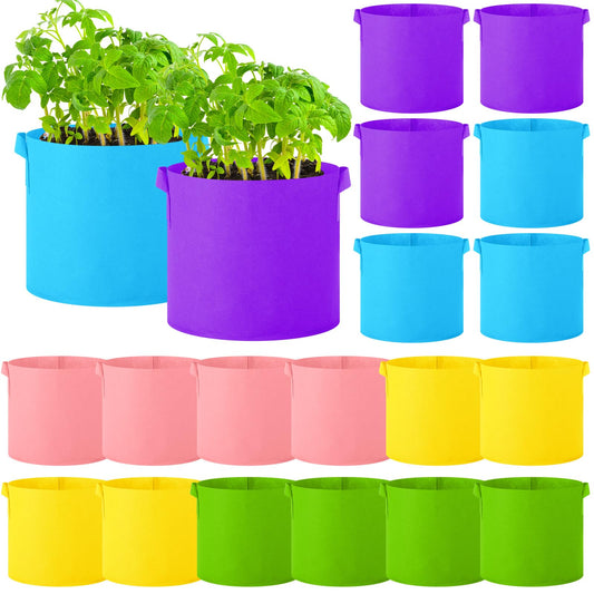 Ziliny 20 Pack Grow Bags Multicolor Plant Grow Bag Non Woven Fabric Pots with Handles Garden Plant Seeds Tomato Vegetables Flowers Planting Bags for Indoor or Outdoor Gardening
