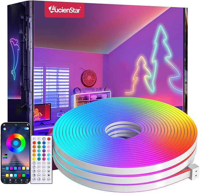 LED Neon Lights, 16.4FT RGB Neon Rope Lights App Control,IR Remote,Music Sync,IP67 Waterproof,Flexible DIY Design for Bedroom,Living Room,Gaming Room,Party,Outdoor,Christmas Decor