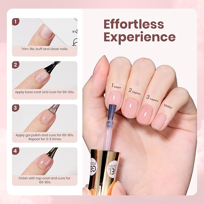 Beetles Cloud Wisp Nude Gel Nail Polish - 15ML Full Size Neutral Jelly Nude Pink Nail Polish Base Color Nail Concealer Sheer Translucent Effect Soak Off UV LED French Nail Art Salon DIY Manicure Gifts
