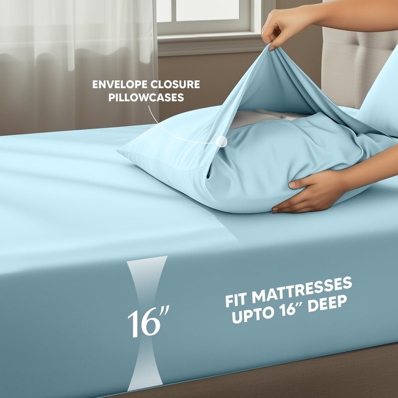 Utopia Bedding Twin Sheet Set – 3 Piece Bed Sheets for Twin Size Bed, Soft and Breathable Microfiber, Includes 1 Fitted Sheet, 1 Flat Sheet and 1 Pillowcase – Oeko Tex (Ice Blue)
