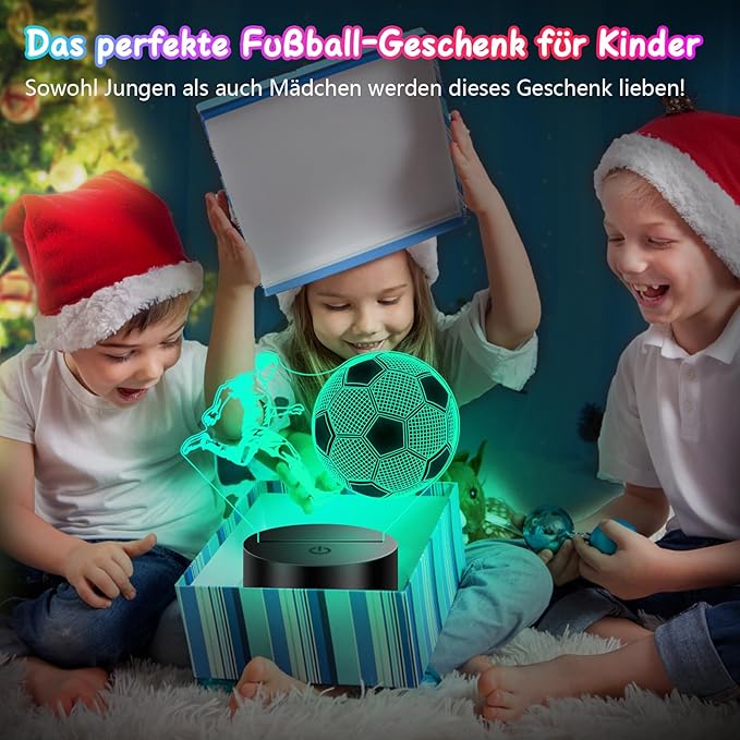 Soccer Gifts for Boys 8-15【Upgraded Athlete icon Version】, 3D Illusion Soccer Lamp Easter Gifts for Kids Teens Boys Girls, 10 Year Old Boy Birthday Gifts for Kids, Boys Room Decor