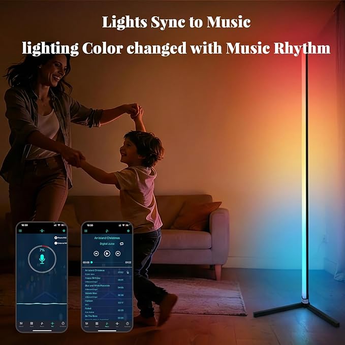 RGB Floor Lamp LED Corner Floor lamp smart Floor lamp with Music Sync Lighting, App & Remote Control, 16 Million Colors Living Room & Gaming Room (2 Pack)