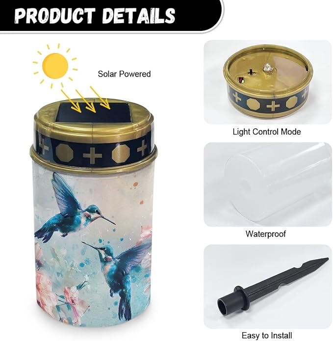 Light for Prayer Cemetery Solar Lights for Grave Cemetery Decor Candle Lamp Blue Hummingbird Grave Solar Lights Garden Cemetery Decor Memorial Gift
