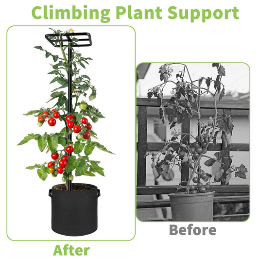 2 Pcs Heavy Duty Dragon Fruit Trellis, Adjustable Plant Climbing Support with 4 Non-Woven Planting Pots, Raspberry Trellis for Garden, Vertical Farming Tower for Dragon Fruit, Avocados, Vining Plants